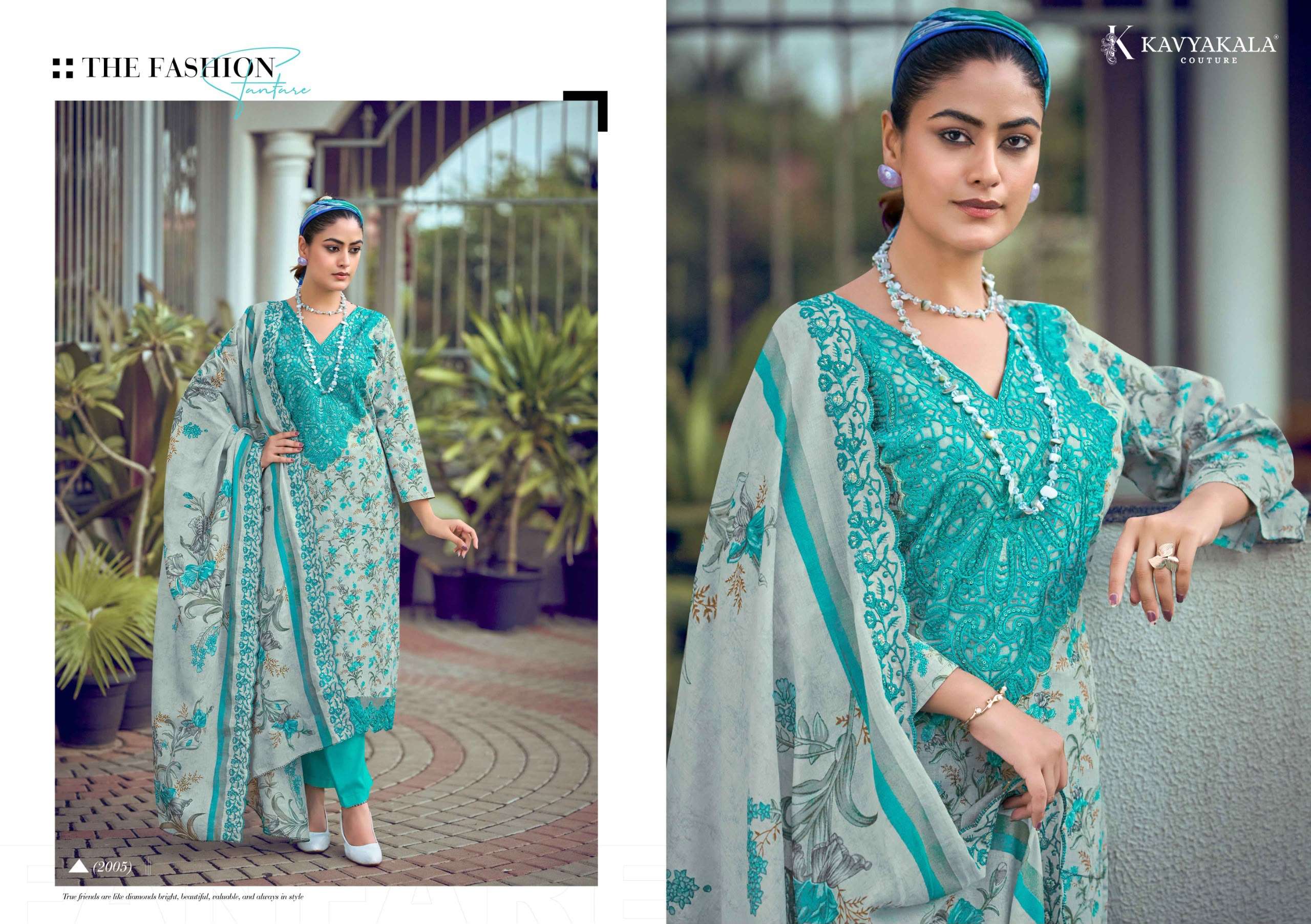 KAVYA‎‎ KALA MAHNOOR VOL 2 BRAND CATALOGUE LAWN COTTON DESIGNER NECK & LACE SUIT LADIES SHOP